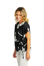 Ping Pong Atlas Knot Front Top in Black/Ivory