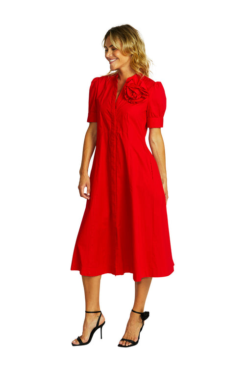 Ping Pong Audrey Rosette Dress in Poppy