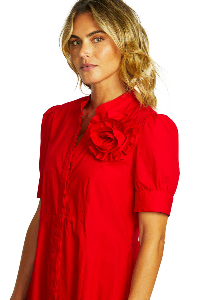 Ping Pong Audrey Rosette Dress in Poppy