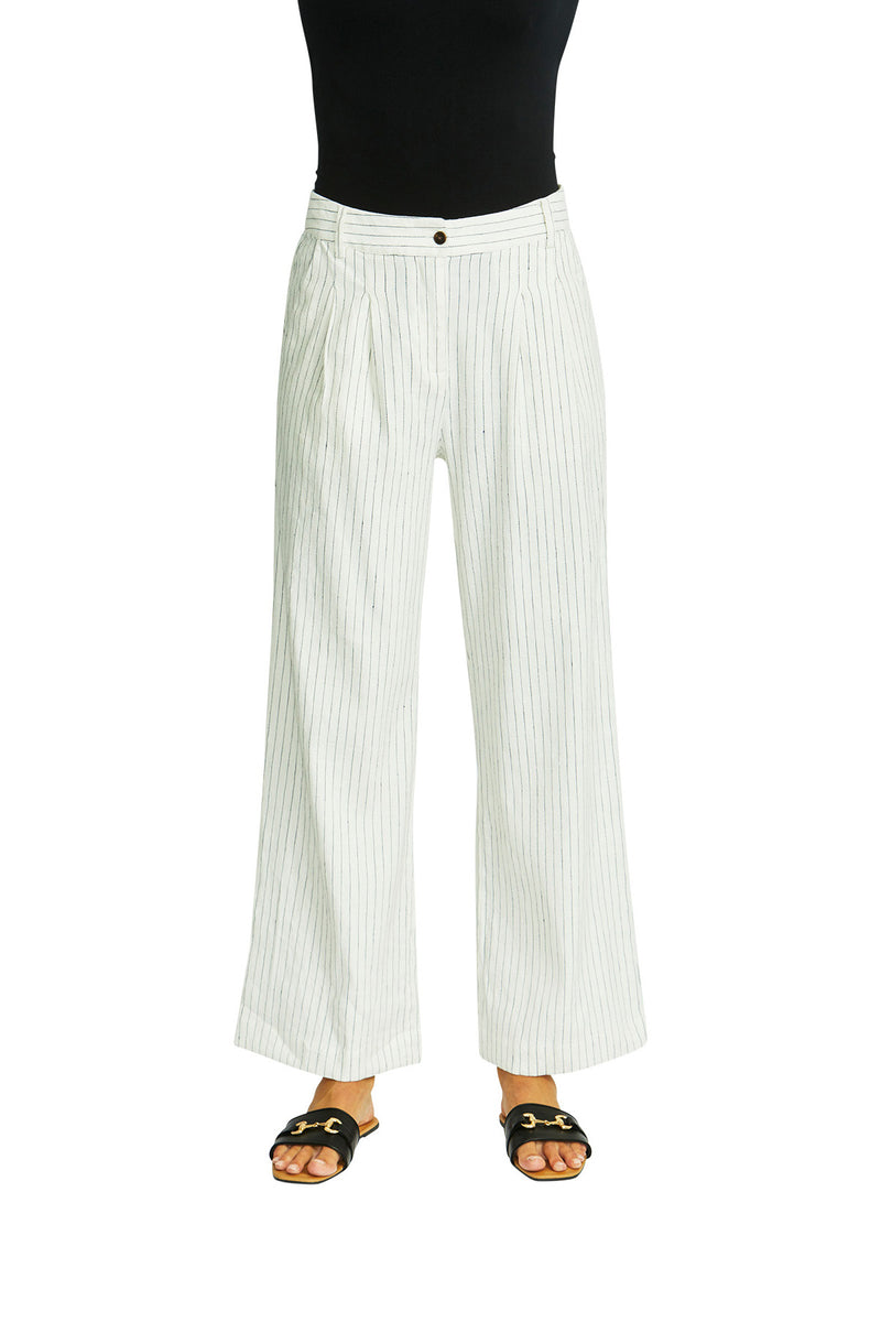 Ping Pong Amanza Pinstripe Pant in Ivory/Navy