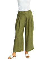 Ping Pong Amal Linen Palazzo Pant in Khaki