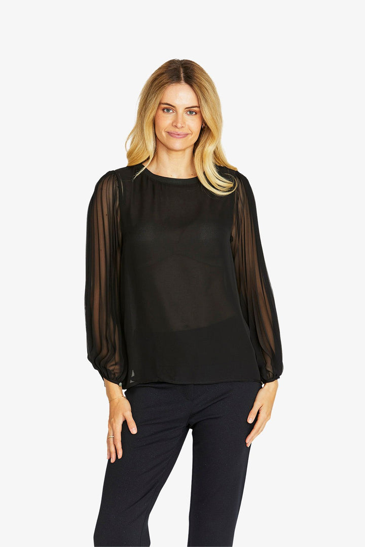 Ping Pong Matilda Pleated top in Black