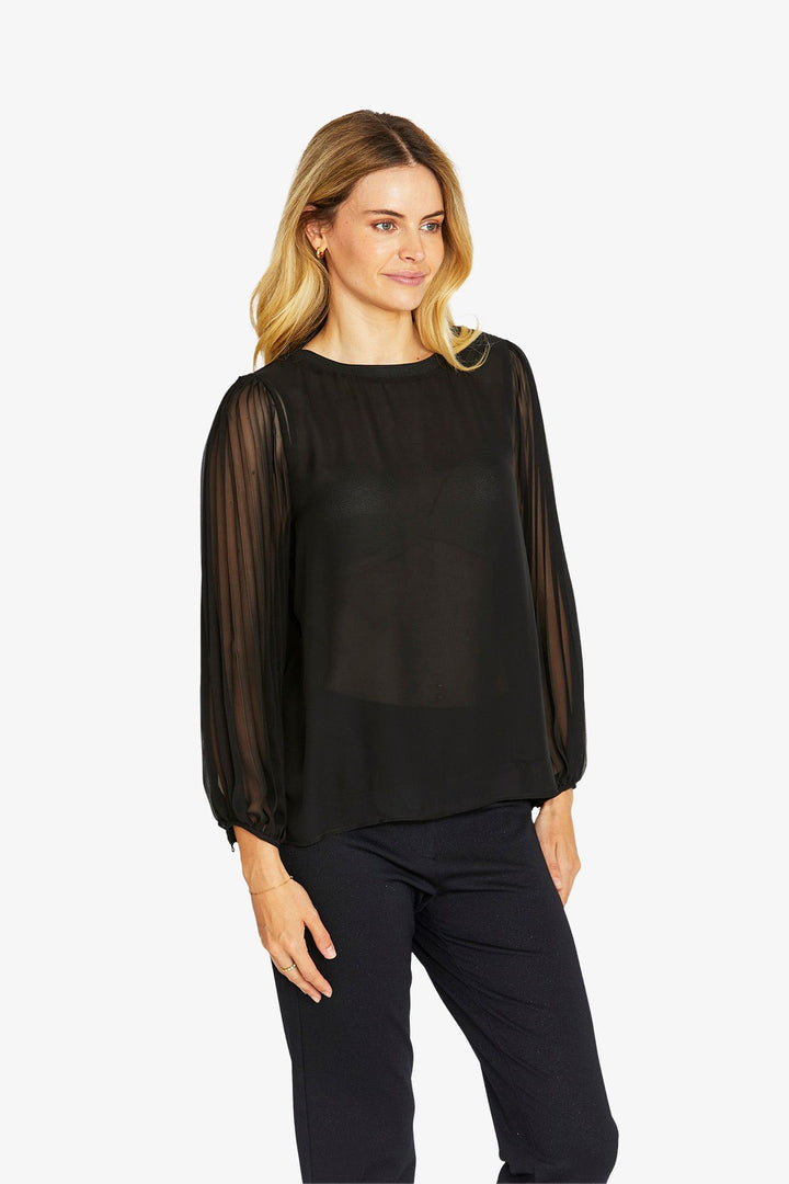 Ping Pong Matilda Pleated top in Black