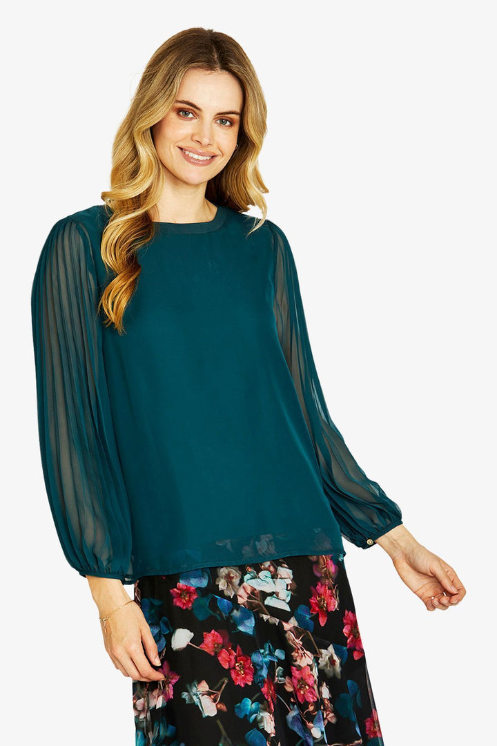 Ping Pong Matilda Pleated top in Bright Teal