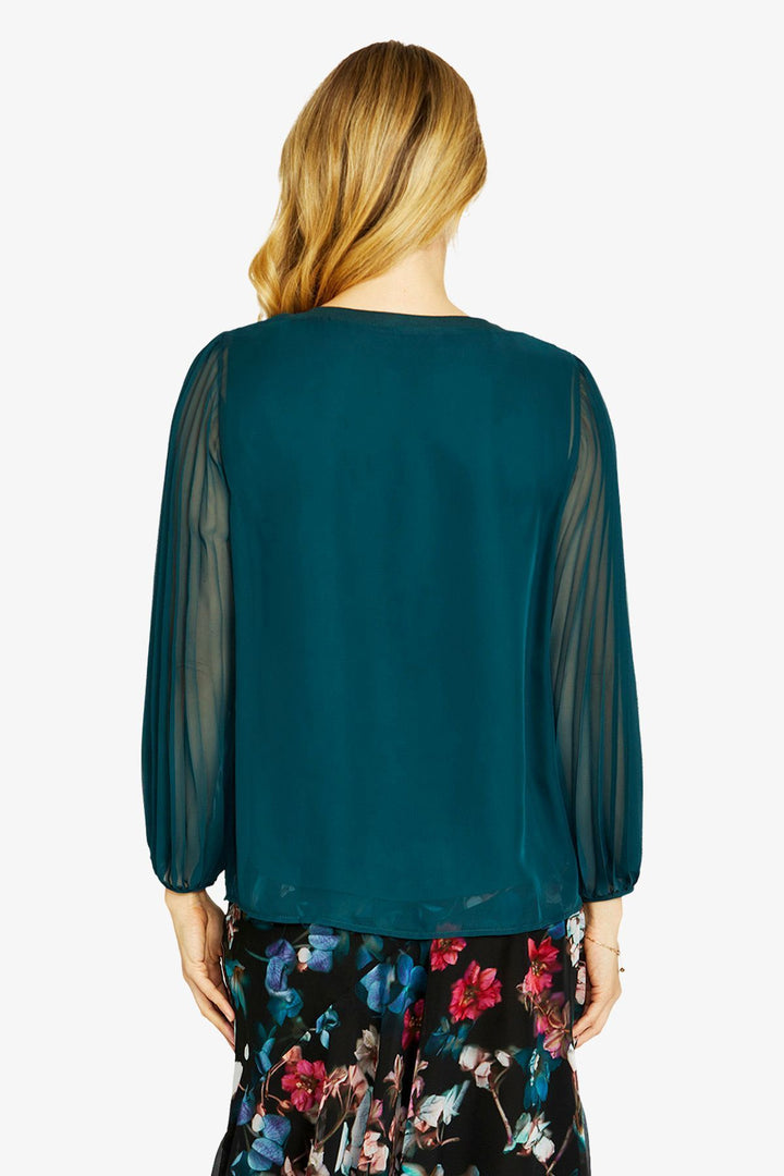Ping Pong Matilda Pleated top in Bright Teal