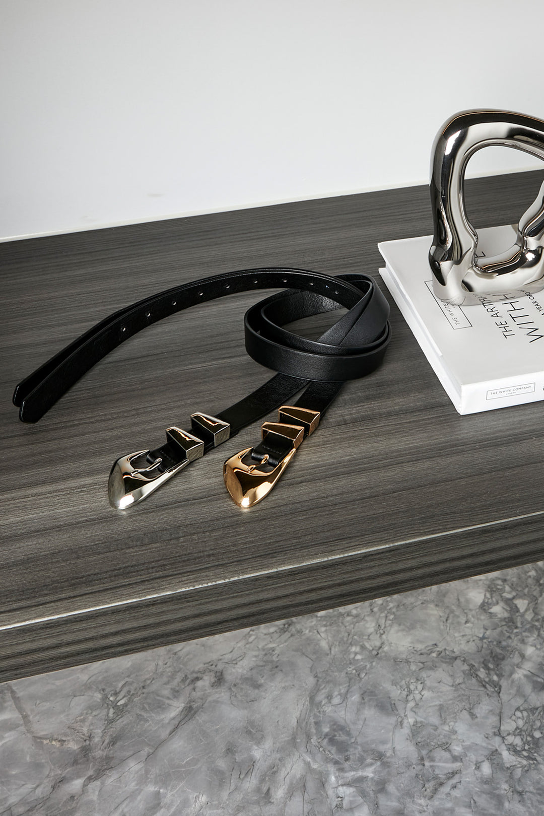 Ping Pong Sienna Abstract Belt in Silver/Gold