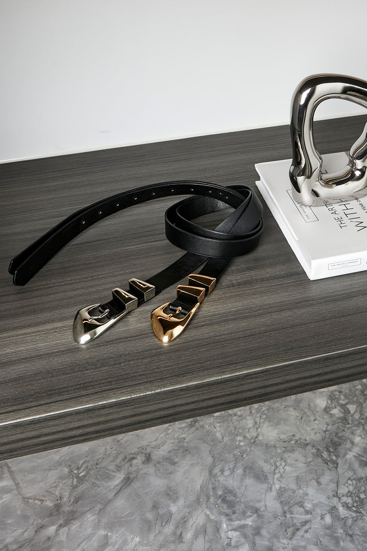 Ping Pong Sienna Abstract Belt in Silver/Gold