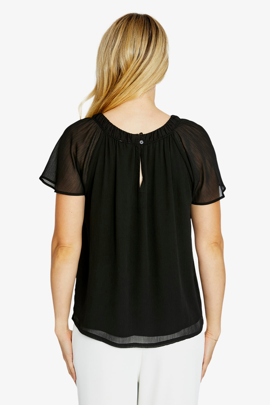 Ping Pong Lucianna Flutter Sleeve Top in Black