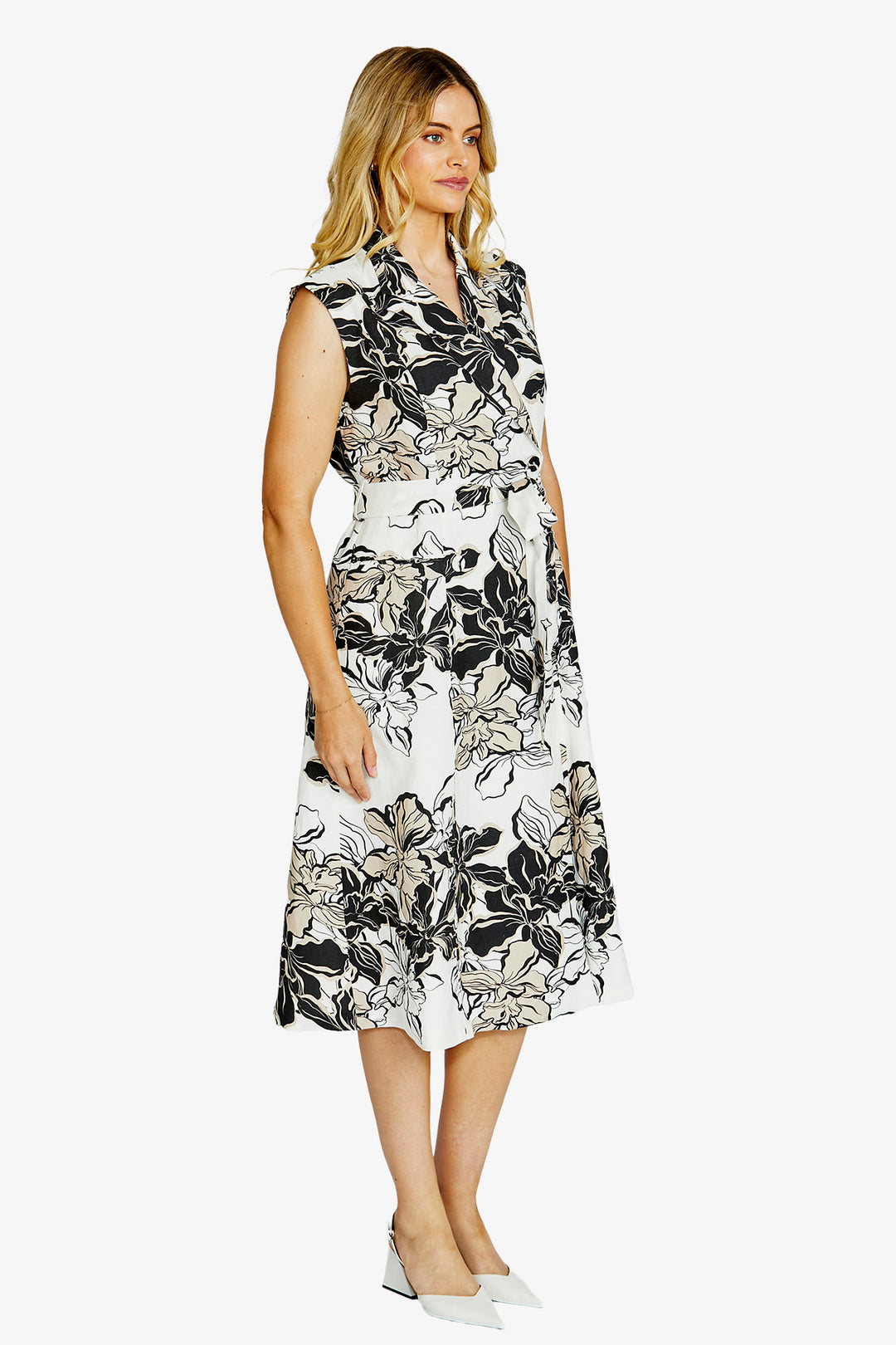 Ping Pong Floral Sleeveless Floral Linen Race Dress