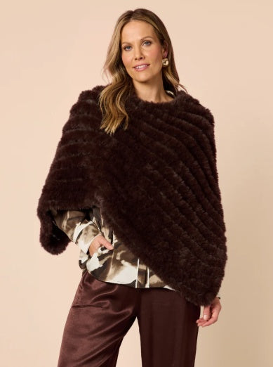 Hummock and Vine Roma Faux Poncho in Espresso