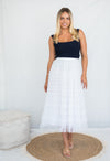 Fria Ruffle Mesh Party Skirt in White