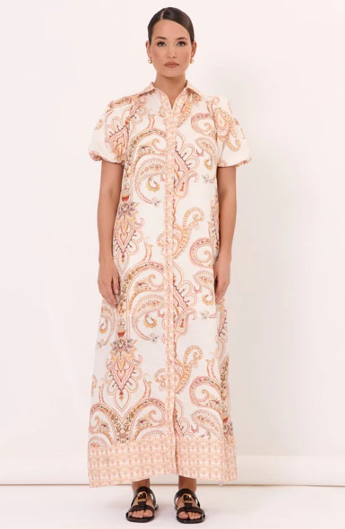 Adorne Sarafina Linen Maxi Shirt Dress