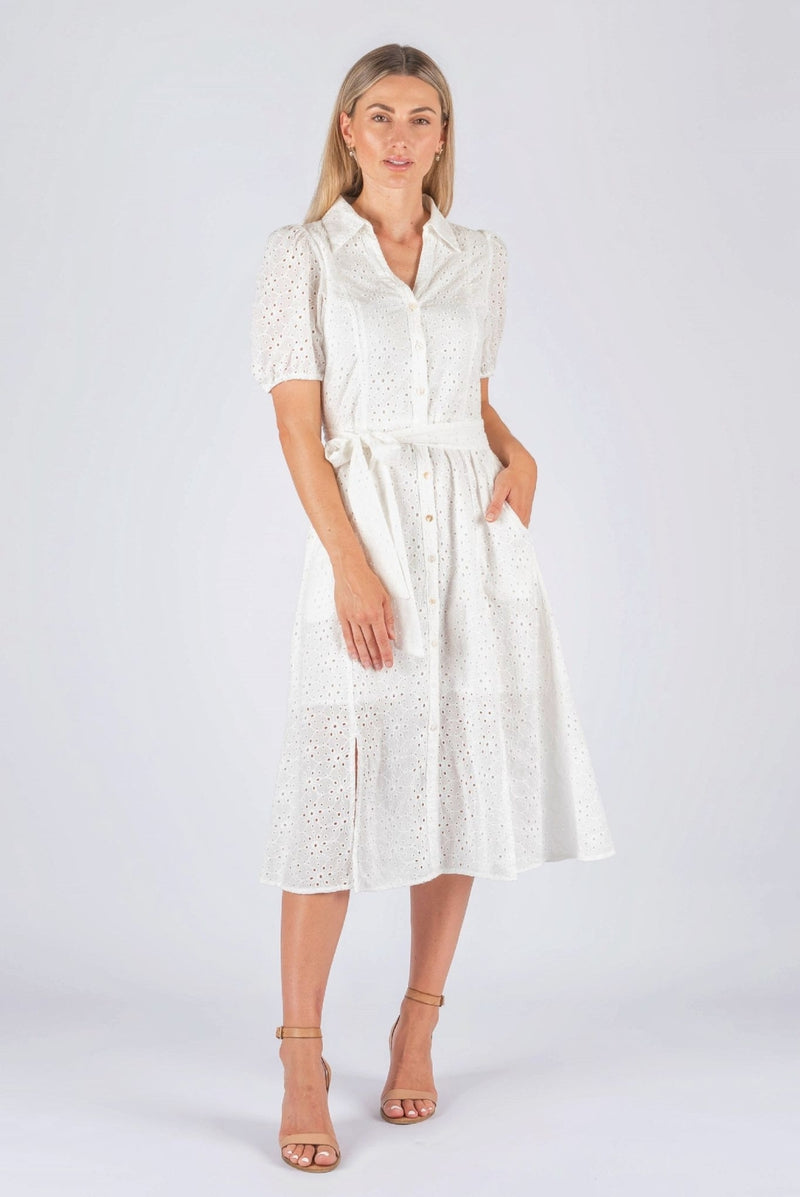 Worthier Brianna Embroidered Dress in White