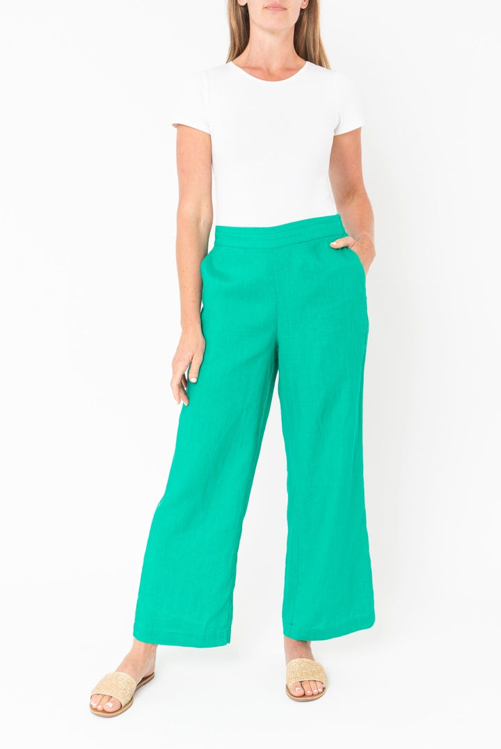 Jump Wide Leg Linen Pant in Emerald