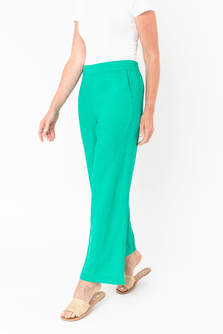 Jump Wide Leg Linen Pant in Emerald