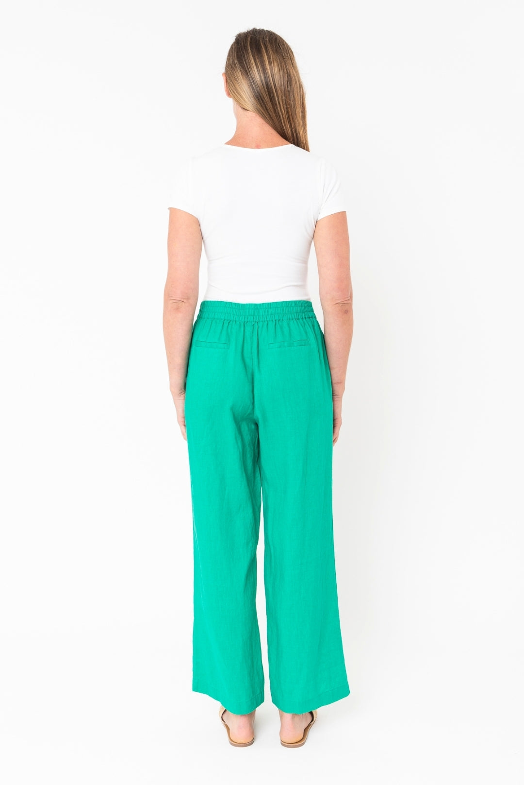 Jump Wide Leg Linen Pant in Emerald