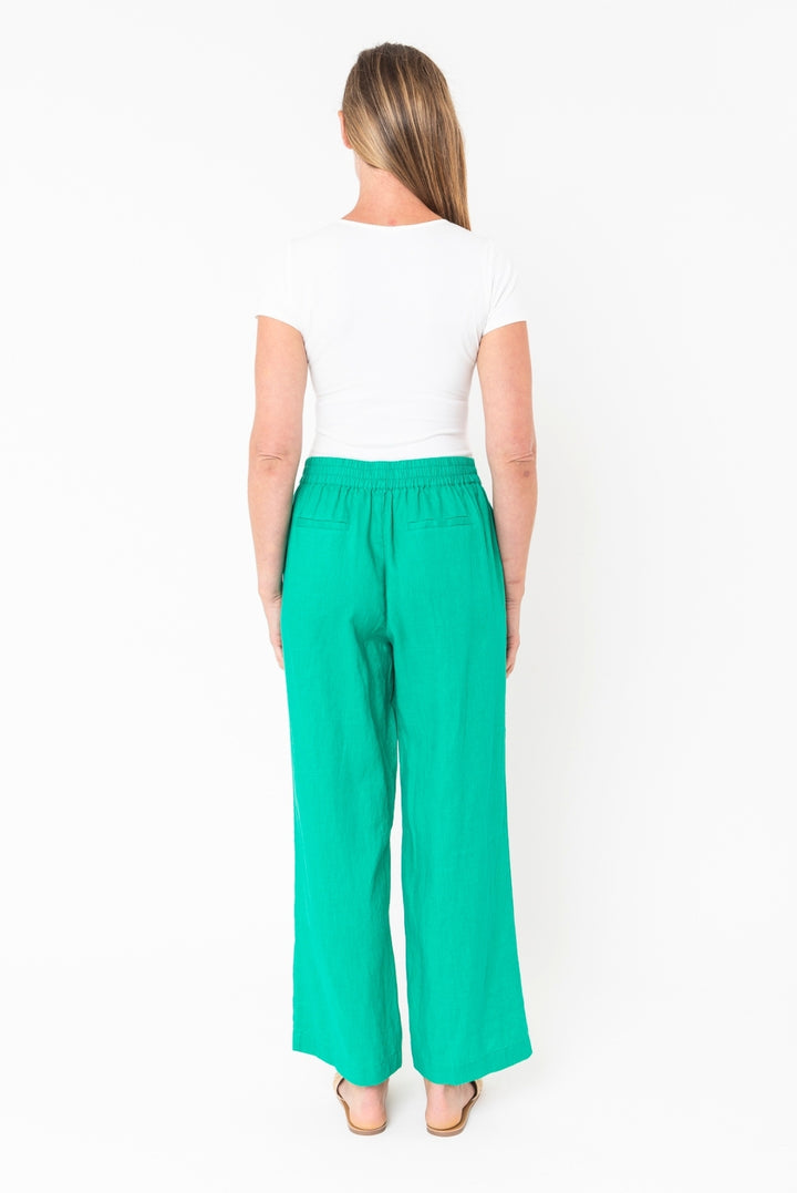 Jump Wide Leg Linen Pant in Emerald