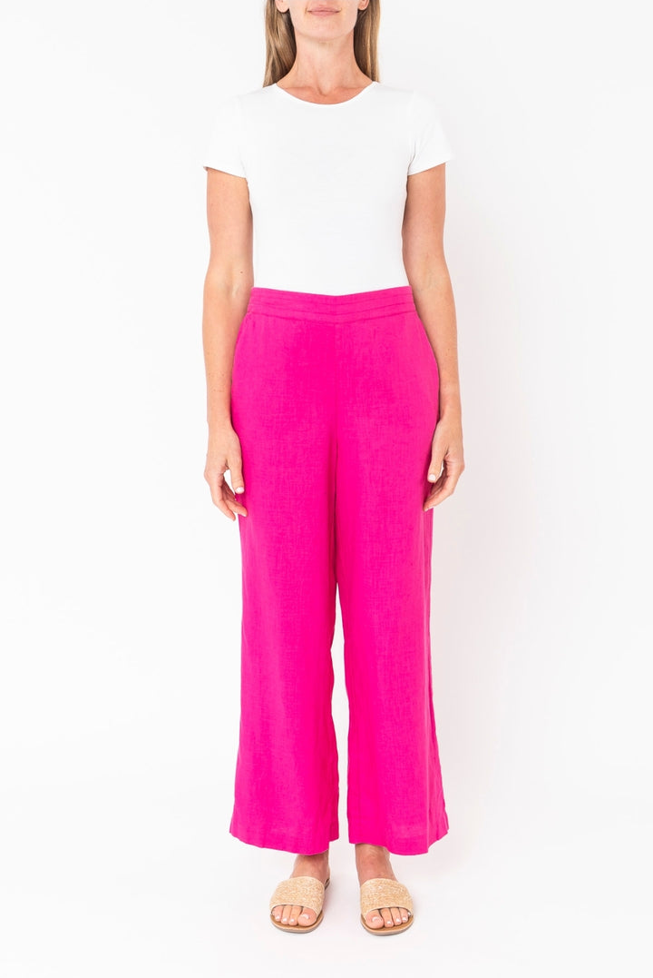 Jump Wide Leg Linen Pant in Magenta