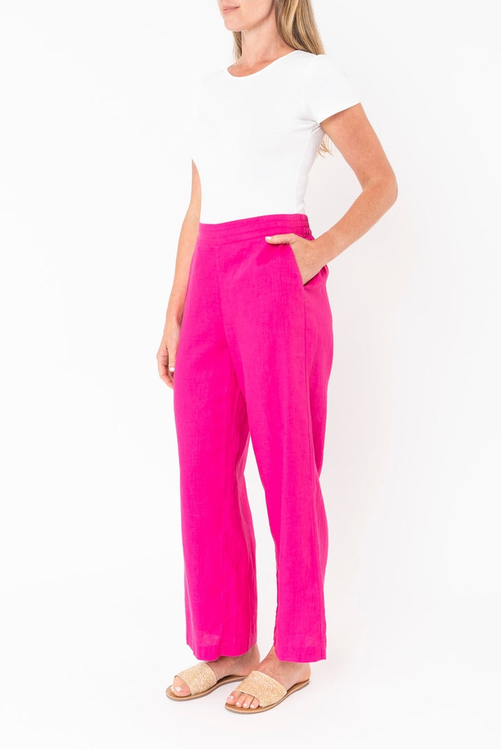 Jump Wide Leg Linen Pant in Magenta