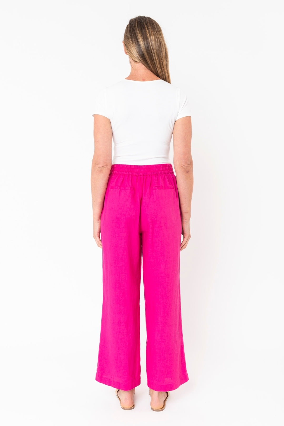 Jump Wide Leg Linen Pant in Magenta