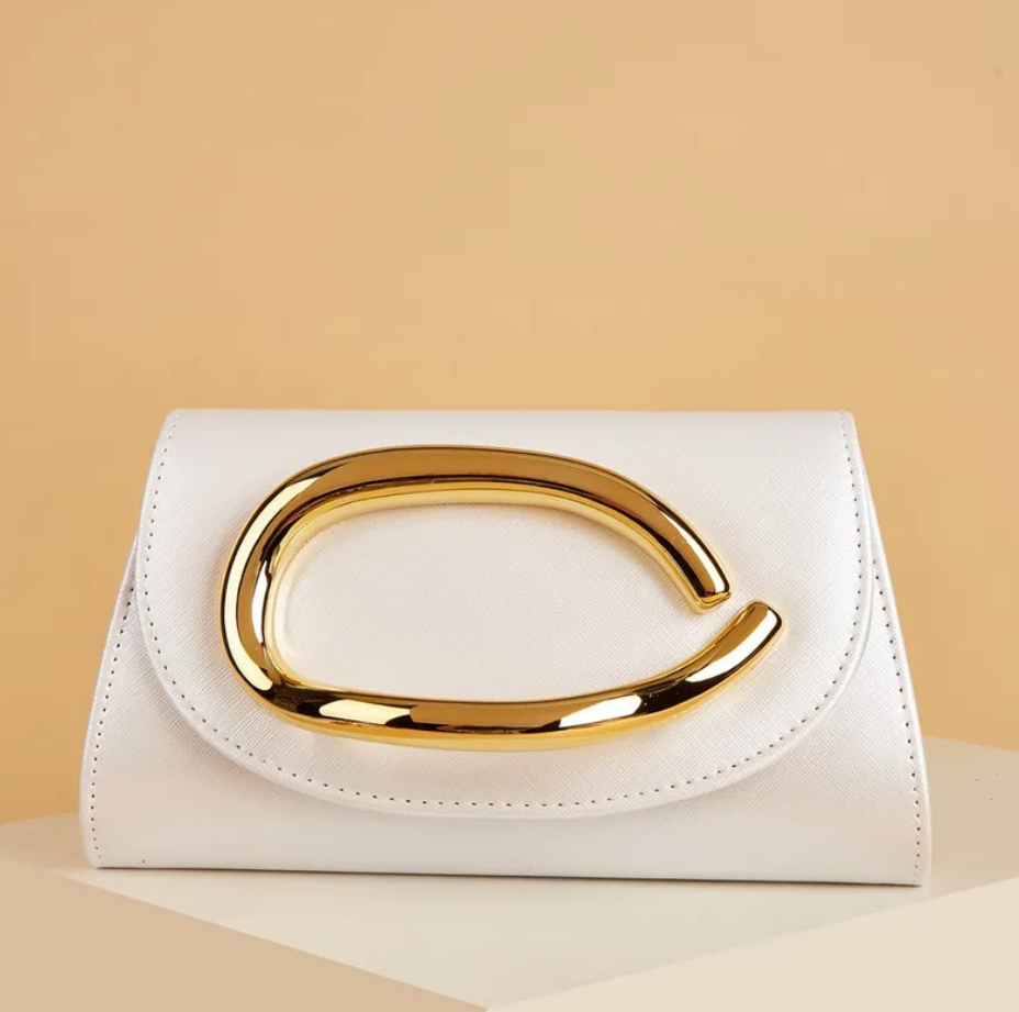R7 Clutch with Metal Feature Handle in White 248