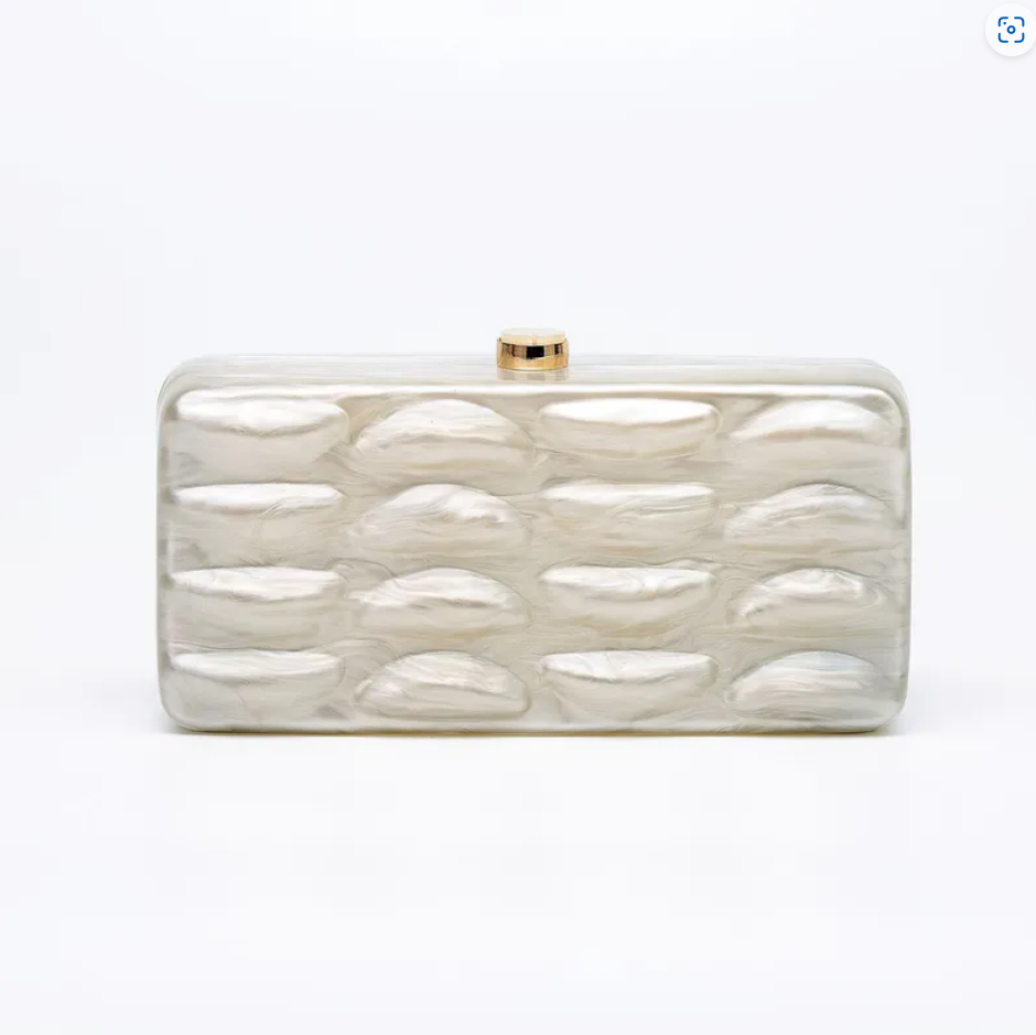 R7 Structured Acrylic Clutch in Cream 254