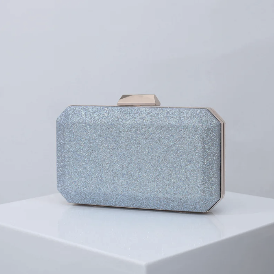 R7 Structured Clutch in Glitter Light Blue 259
