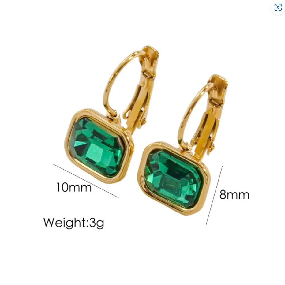 R7 Baget Mini Drop Earrings in Emerald 287