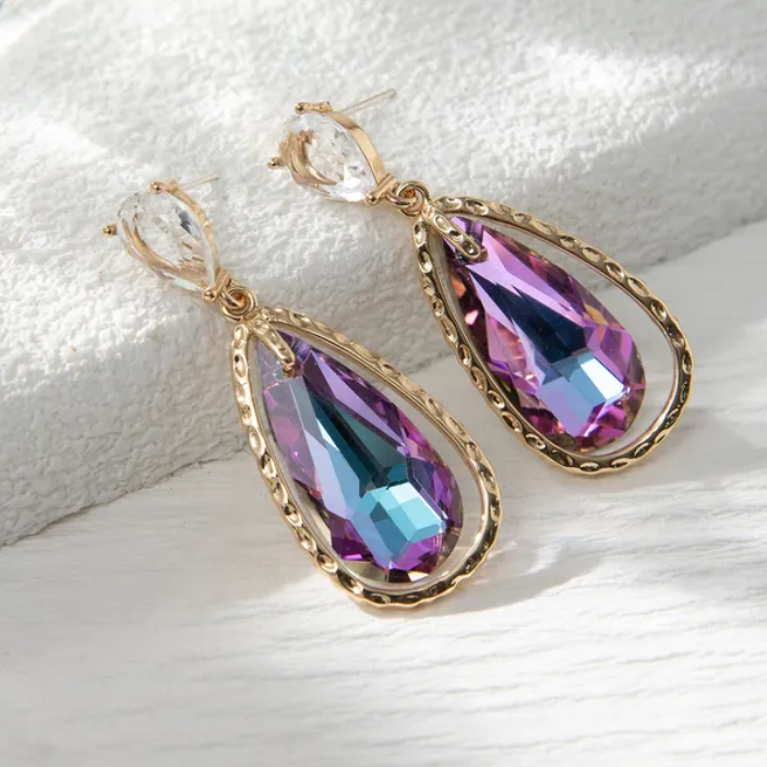 R7 Pink Crystal Large Teardrop Earrings 290