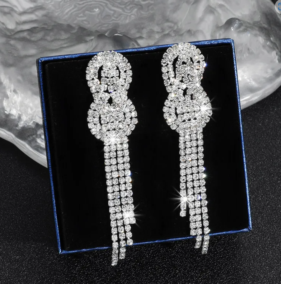 R7 Tassel Knot Drop Earrings in Silver 301