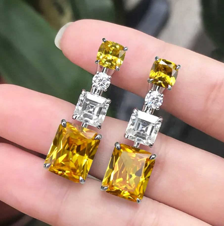R7 Vintage Geometric Earrings Yellow 329