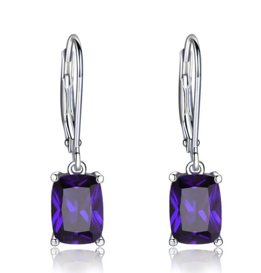 R7 Geometric Drop Earrings Purple 333
