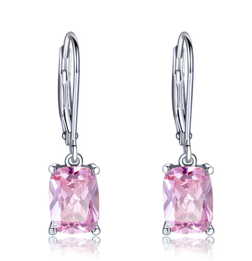 R7 Geometric Drop Earrings Pink 335
