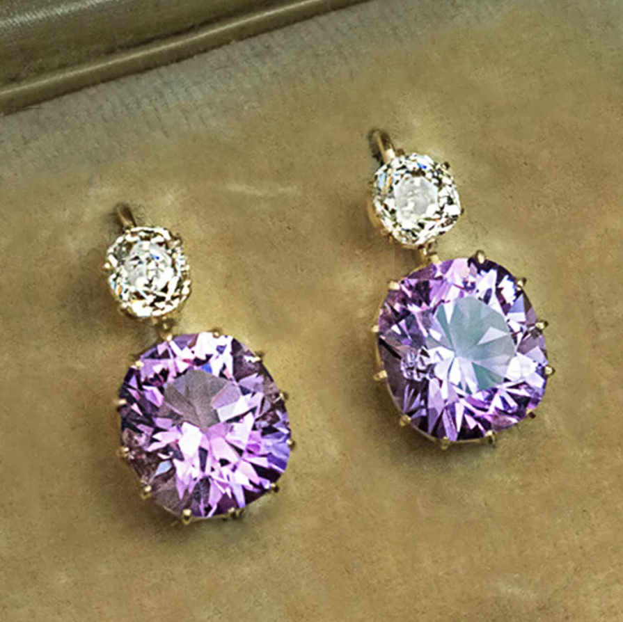 R7 Diamante & Purple Earrings 343