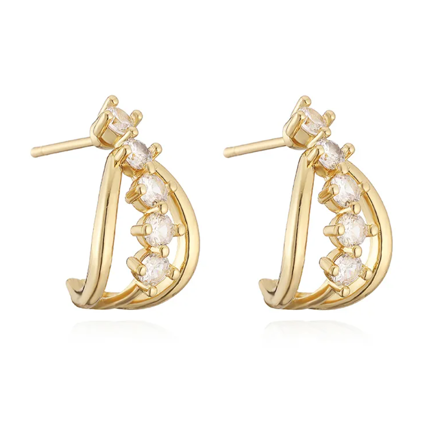 R7 Diamante Gold Earrings 347