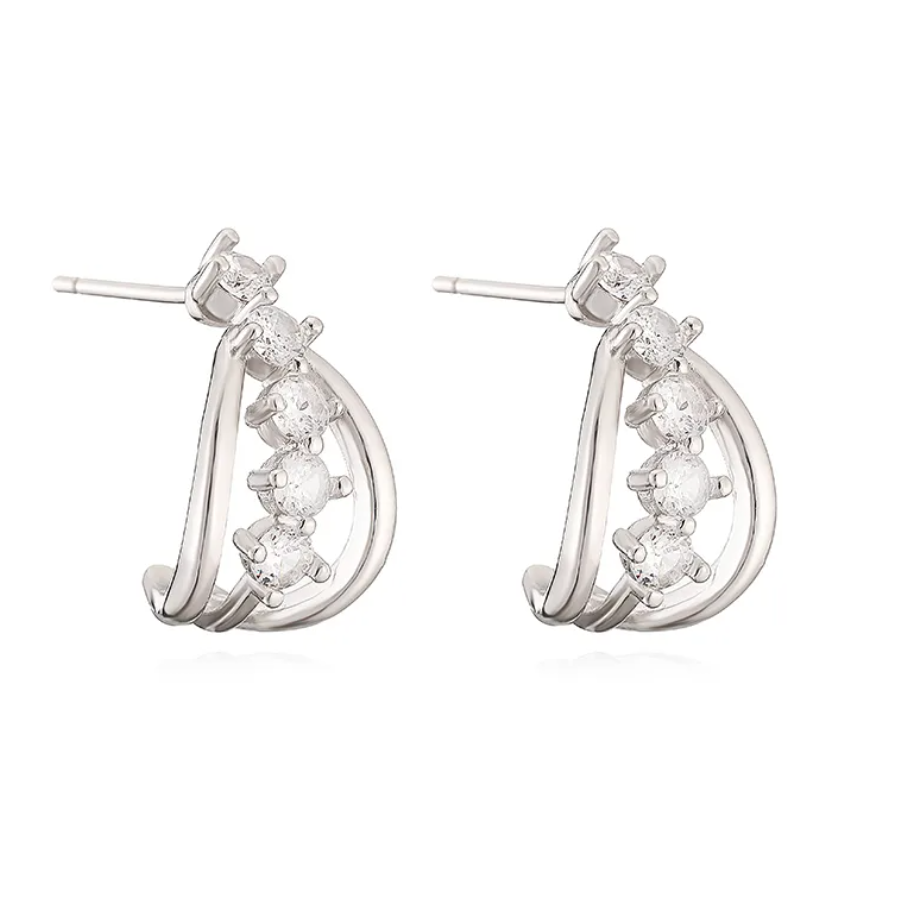 R7 Diamante Silver Earrings 348