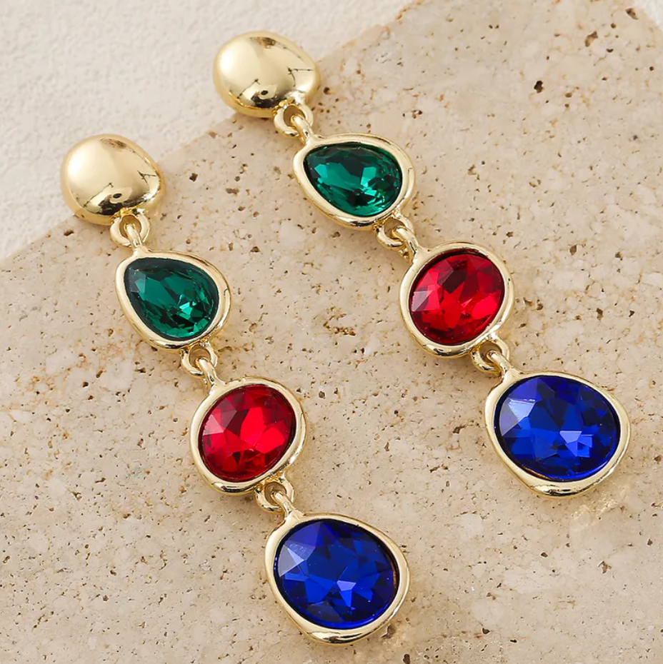 R7 Vintage style 3 stone drop Earrings 362