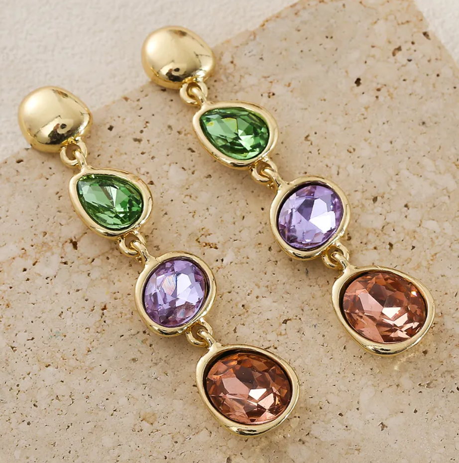 R7 Vintage style 3 stone drop Earrings 363