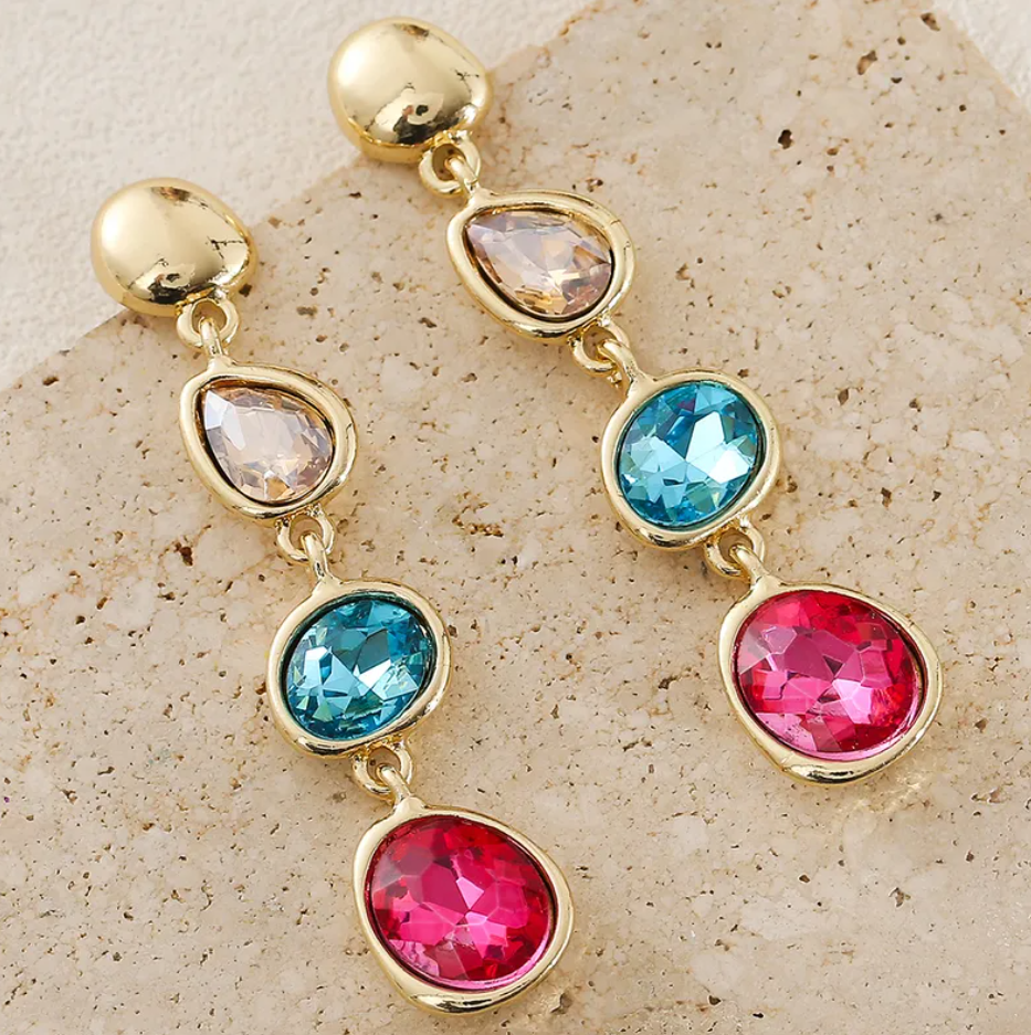 R7 Vintage style 3 stone drop Earrings 364