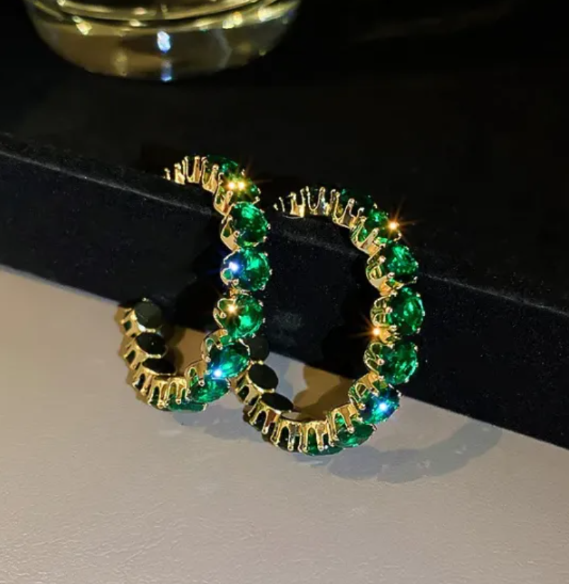 R7 Emerald Hoop Earrings 379