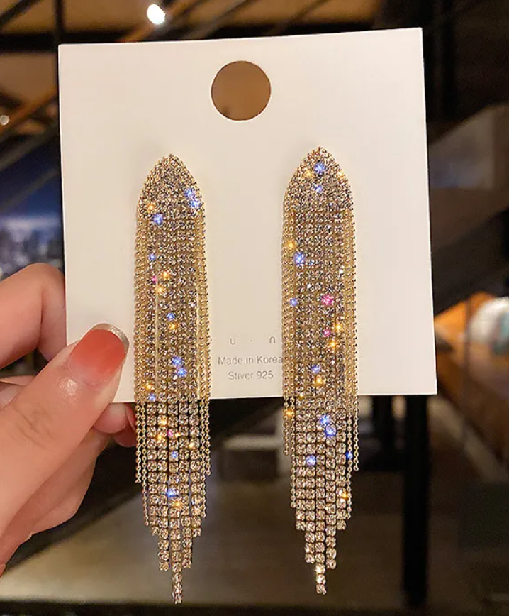R7 Diamante Earrings Gold 409