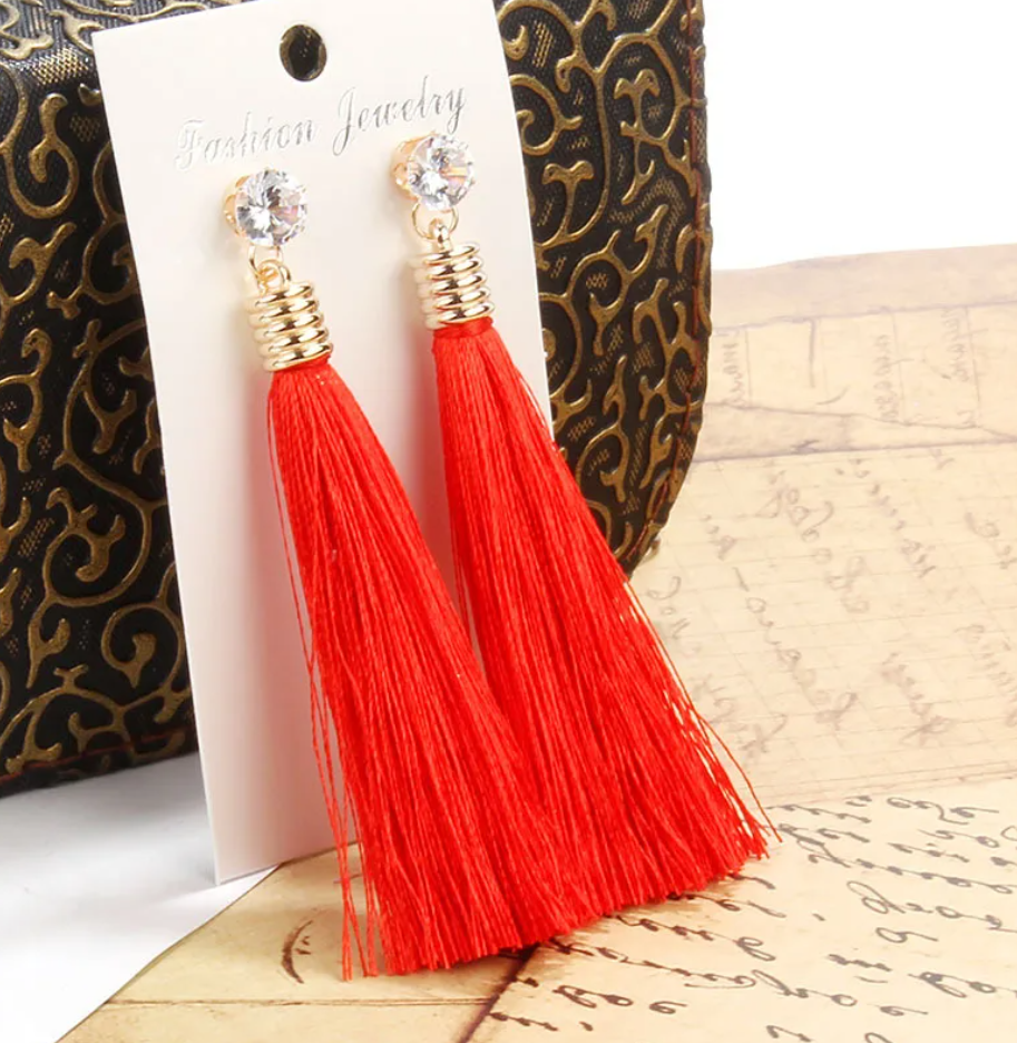 R7 Tassel Earrings Red 412