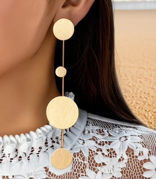 R7 Circle Drop Earrings Gold 418