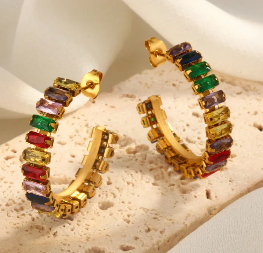 R7 Multi Colour Baget Earrings 436