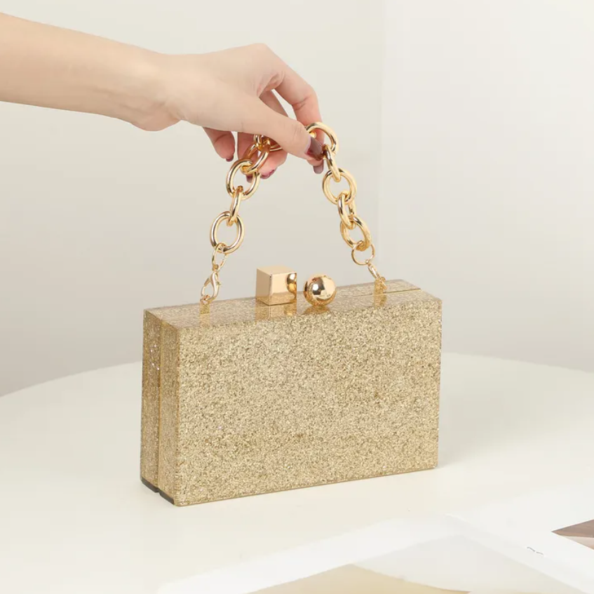 R7 Glitter Acrylic Clutch Gold 460