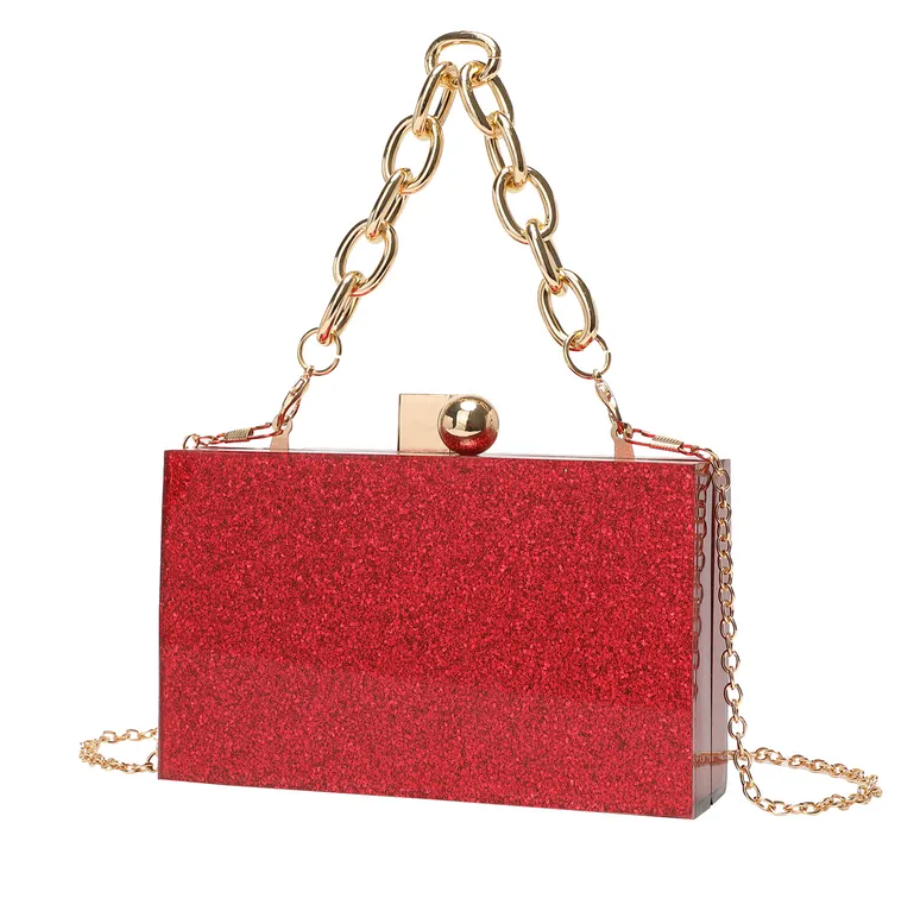 R7 Glitter Acrylic Clutch Red 461