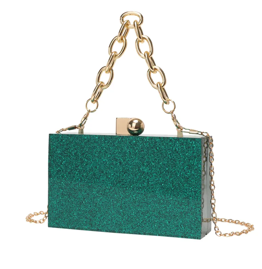 R7 Glitter Acrylic Clutch Green 462
