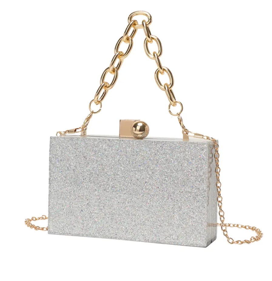R7 Glitter Acrylic Clutch Silver 463