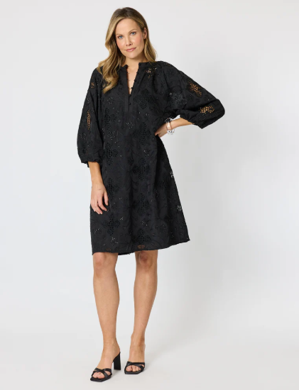 Hummock and Vine Carmen Lace Dress in Black