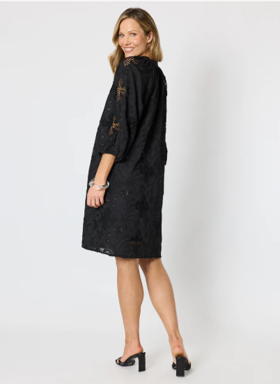 Hummock and Vine Carmen Lace Dress in Black